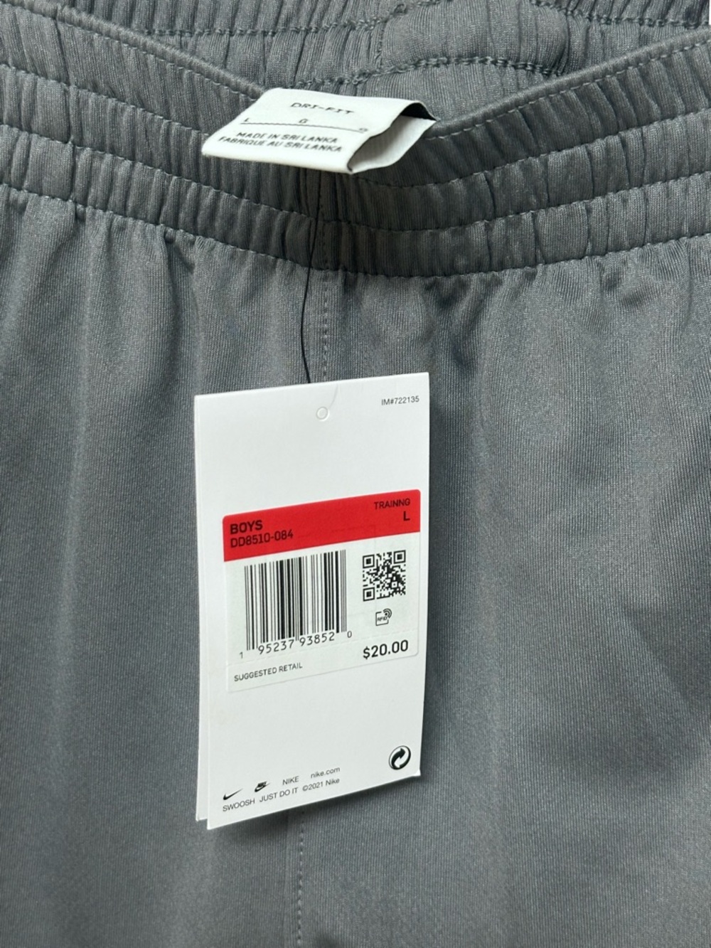 Nike Gray Boys' Training Shorts with Elastic Waist - Picture 2 of 3